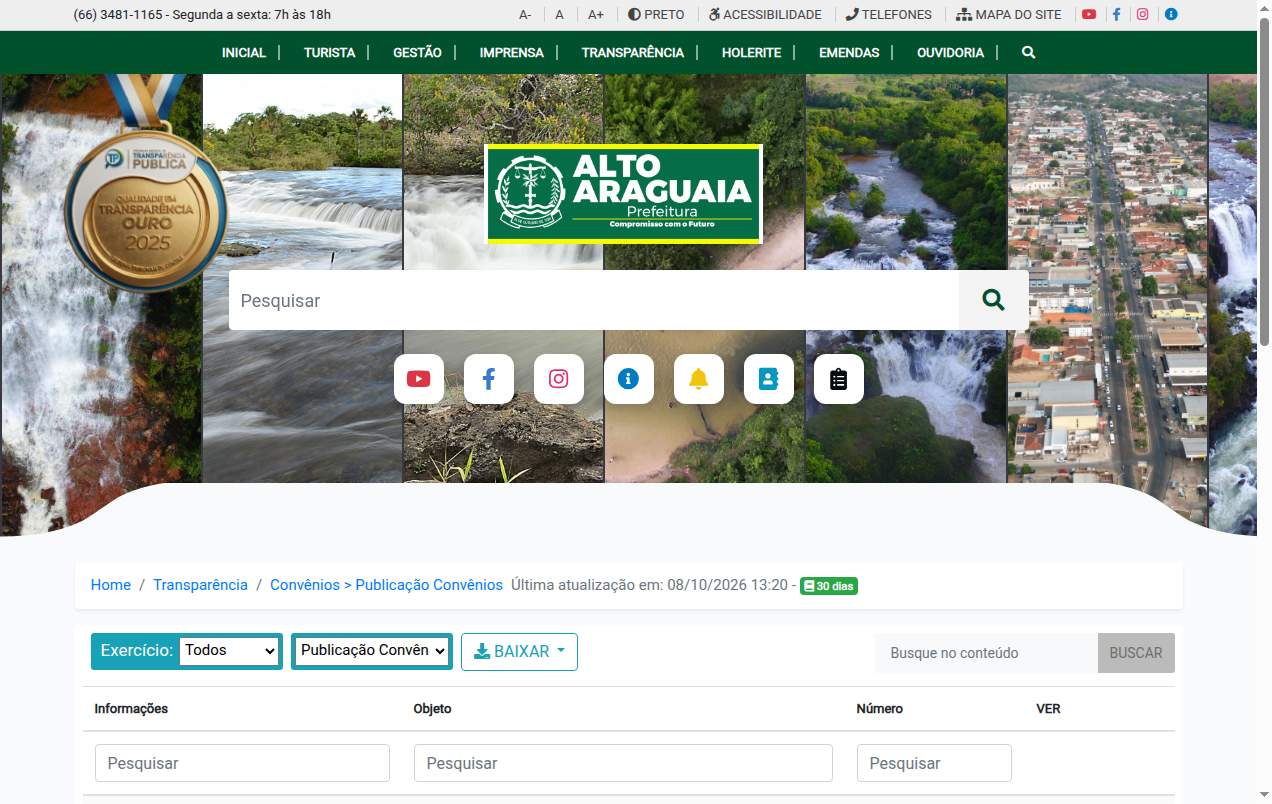 Screenshot de Publicação Convênios