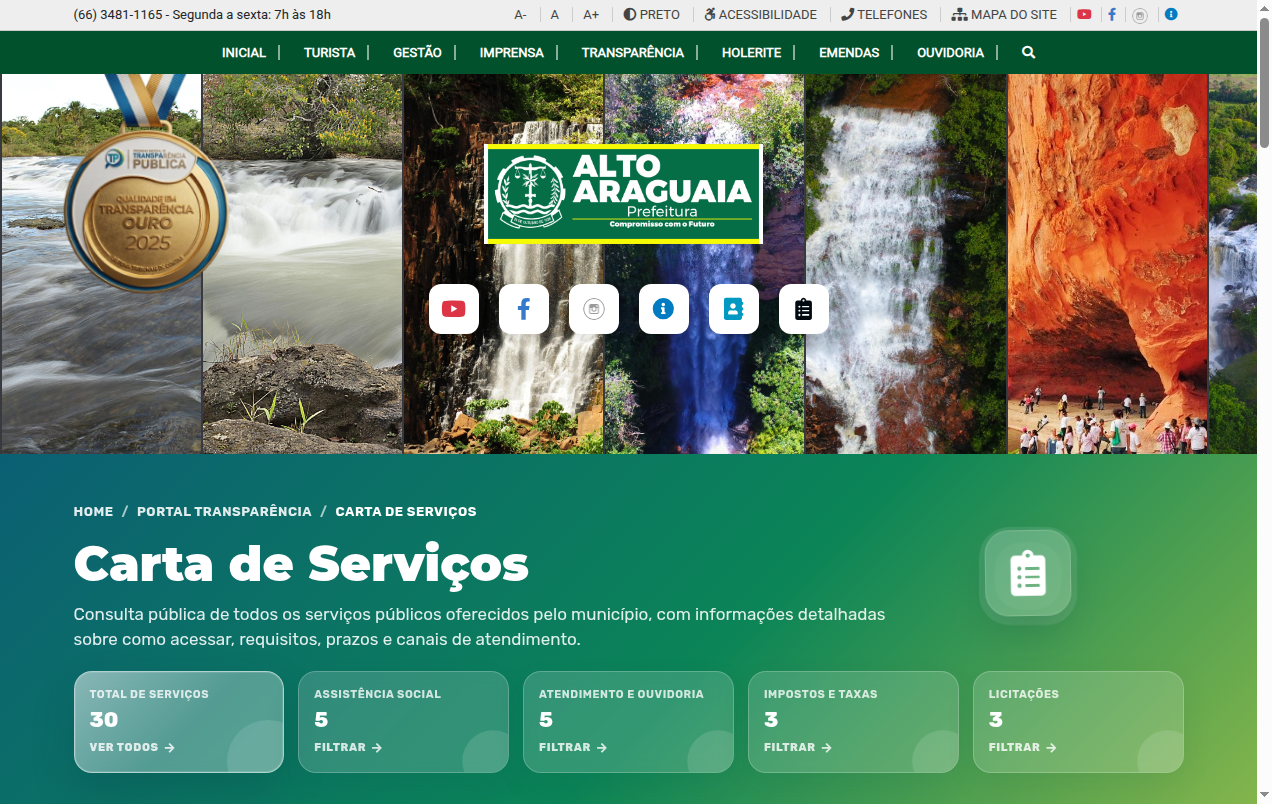 Screenshot de Cartas de Serviço