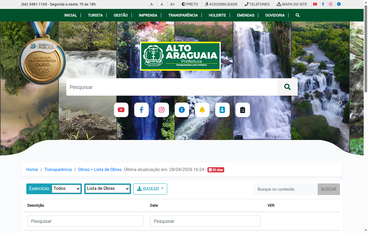 Screenshot de Lista de Obras