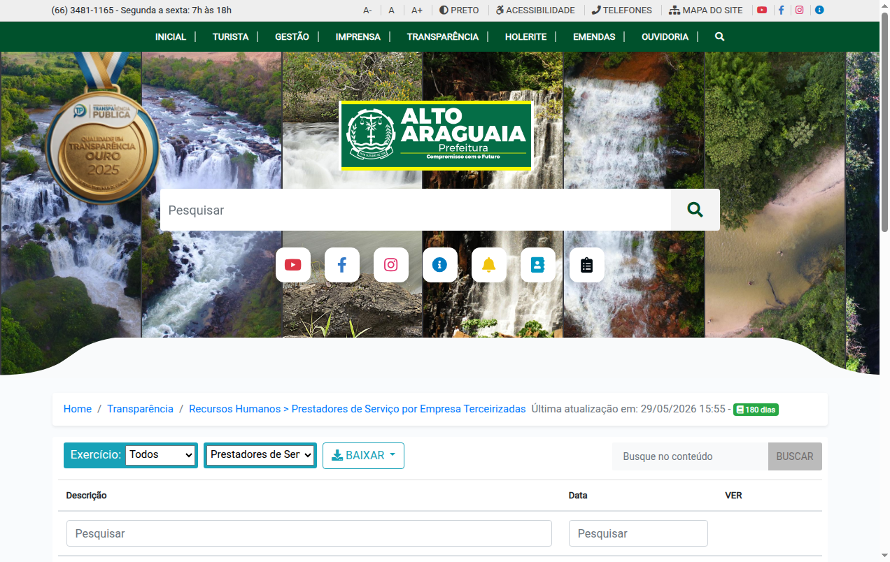 Screenshot de Prestadores de Serviço por Empresa Terceirizadas