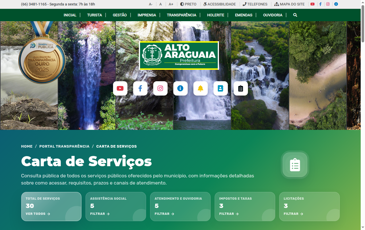 Screenshot de Carta de Serviços da Prefeitura Municipal 