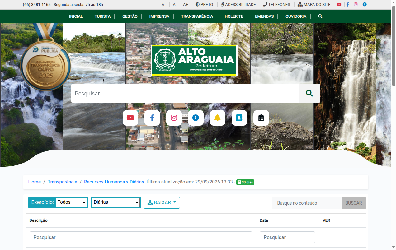 Screenshot de Diárias