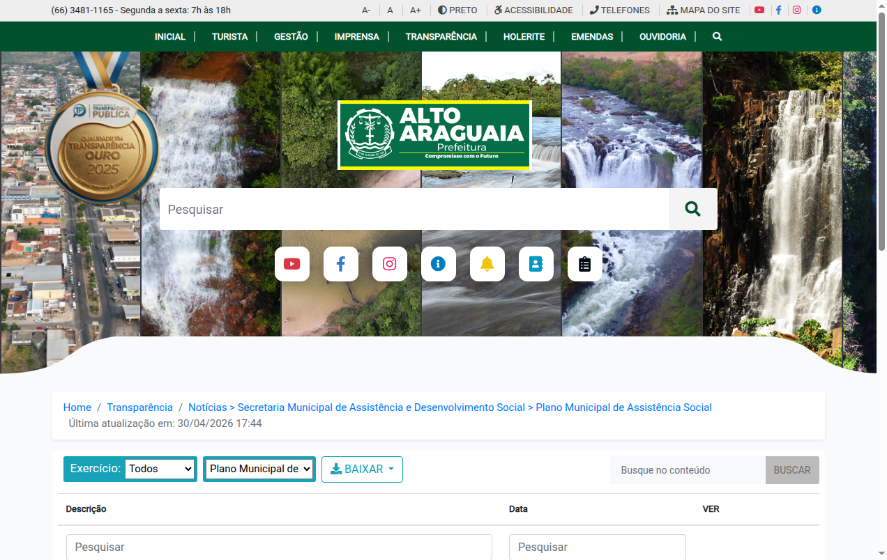 Screenshot de Plano Municipal de Assistência Social