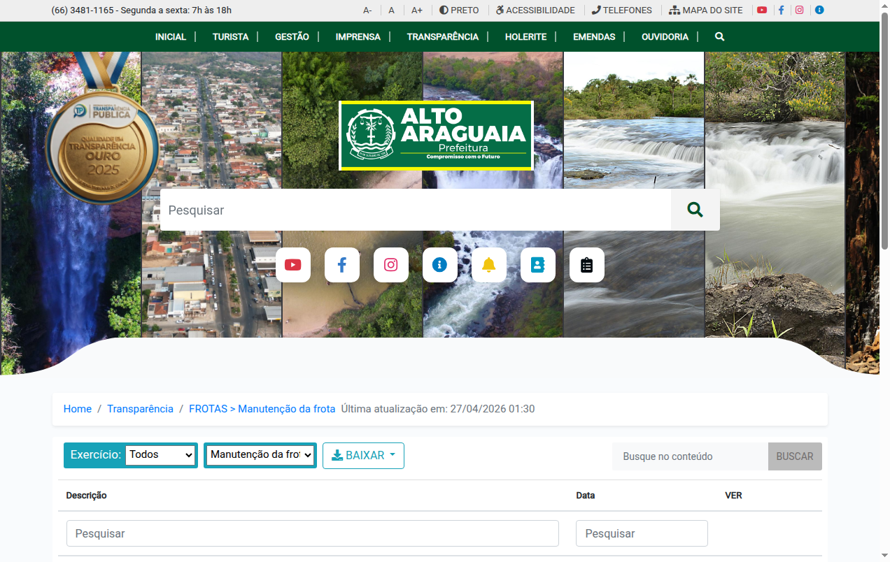 Screenshot de FROTAS -> Manutenção da frota