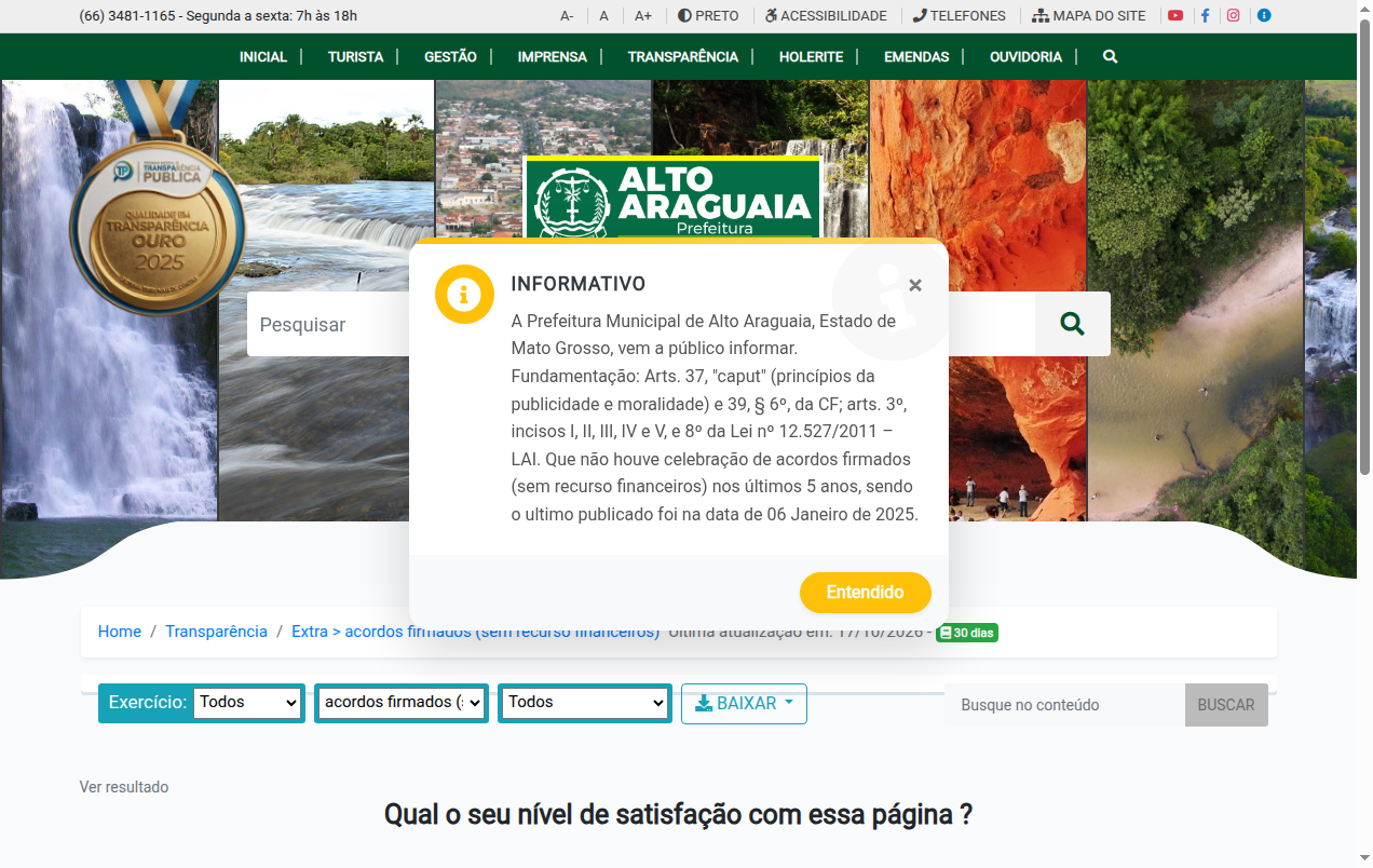 Screenshot de Acordos e Transferências -> Acordos firmados (sem recurso financeiros)