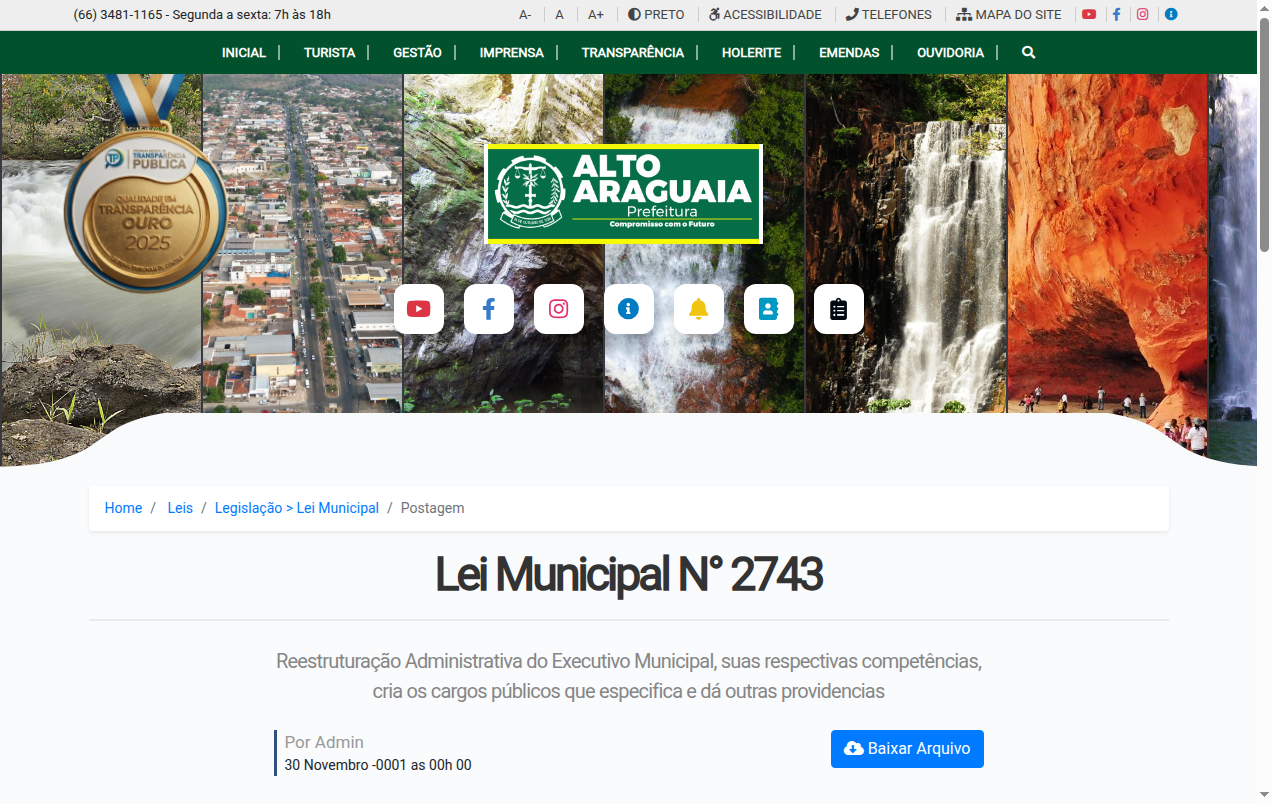 Screenshot de Lei Estrutura Administrativa
