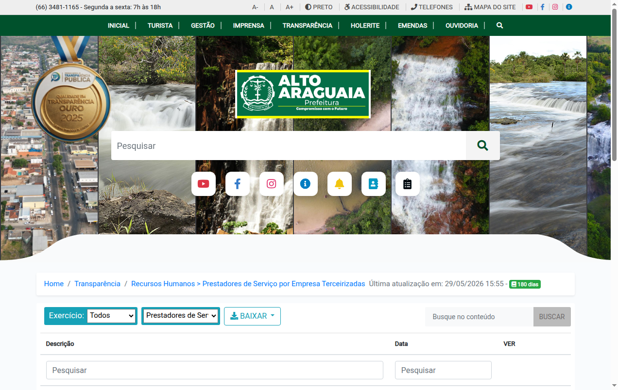 Screenshot de Prestadores de Serviço por Empresa Terceirizadas