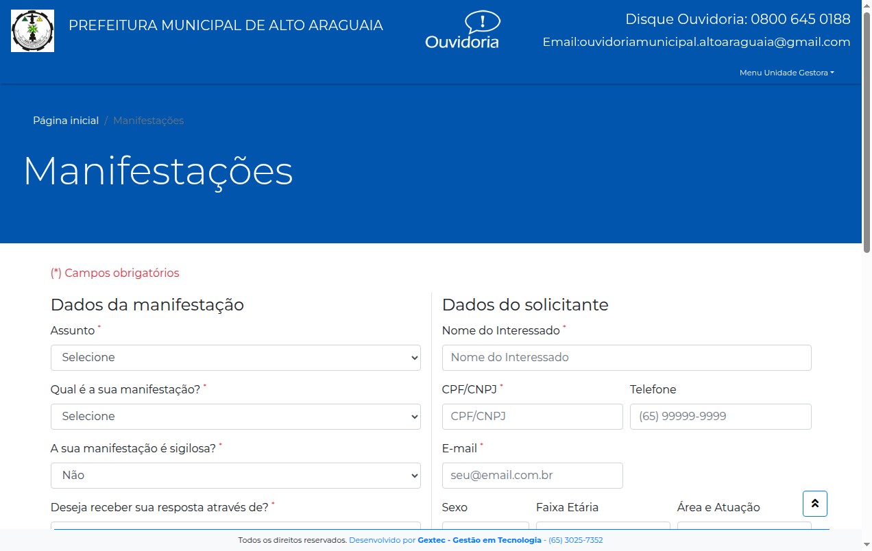 Screenshot de Disponibilidade