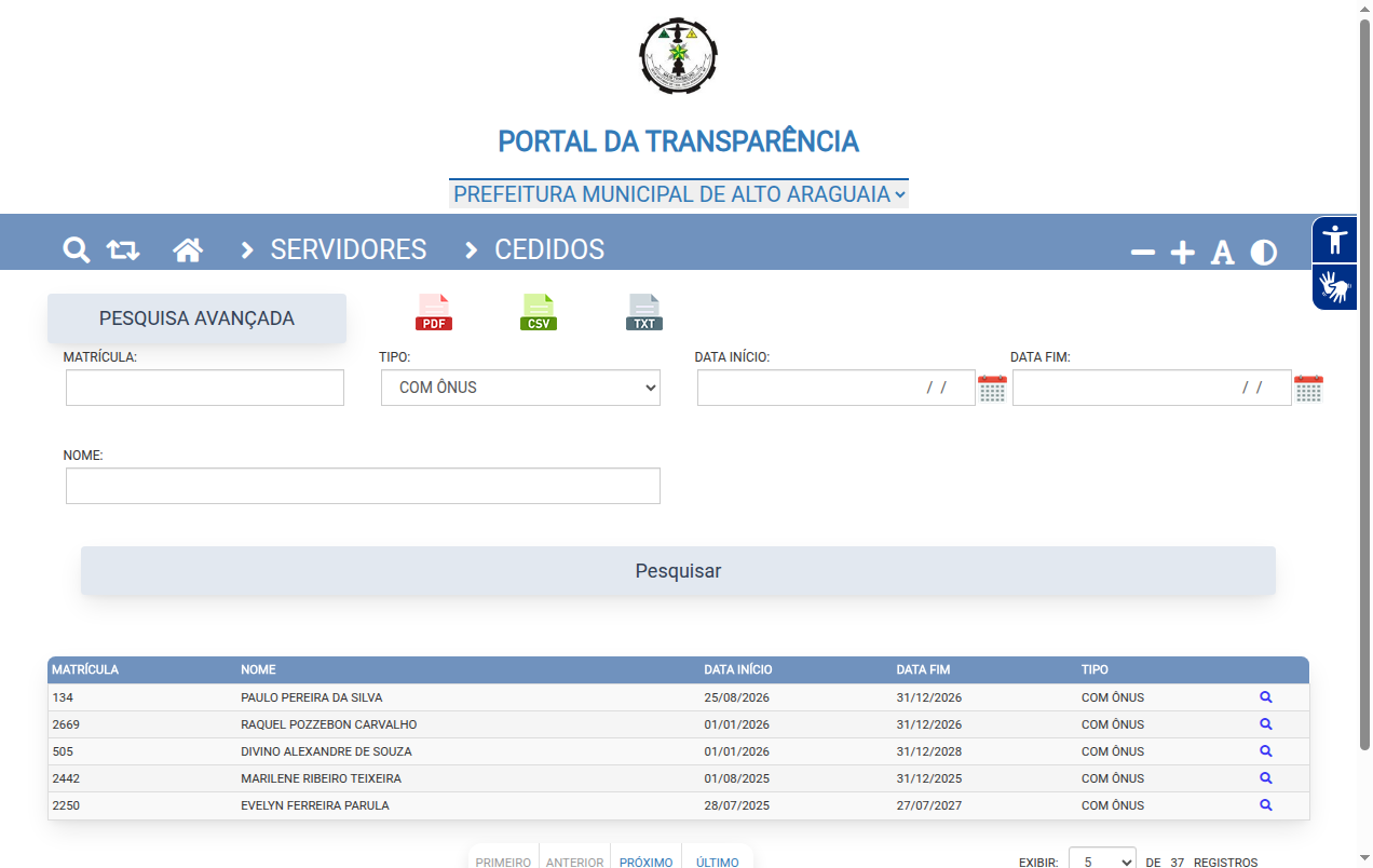 Screenshot de Cedidos