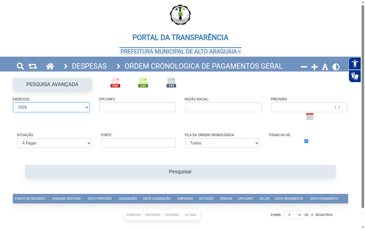 Screenshot de Disponibilidade