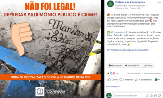 Em publicação humorada, prefeitura de Alto Araguaia conscientiza sobre ato de depredação ao patrimônio público