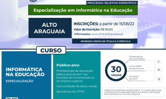 UAB Alto Araguaia abre inscrições para especialização em informática na educação