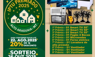 Prorrogado prazo para pagamento do IPTU Premiado em Alto Araguaia