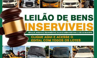 Leilão de bens inservíveis será realizado pela Prefeitura dia 09 de outubro; são 22 lotes