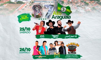 Alto Araguaia divulga programação dos 87 anos com dois dias de festa gratuita para a população