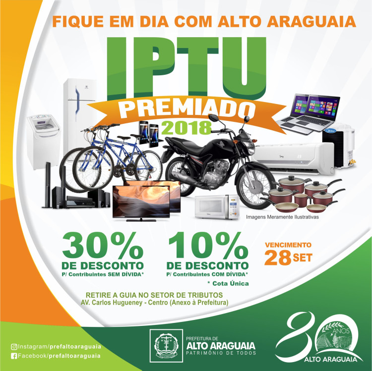 Prefeitura de Alto Araguaia reforça necessidade de regularizar IPTU; contribuintes concorrerão a prêmios