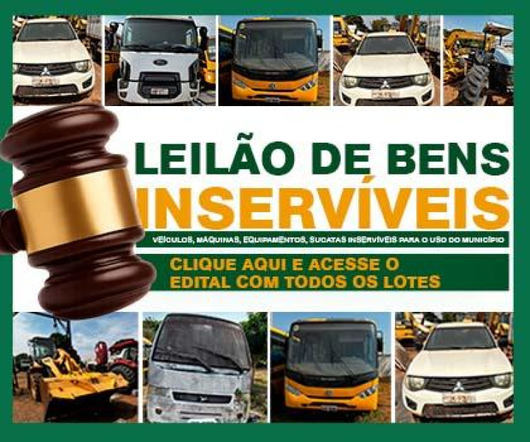 Leilão de bens inservíveis será realizado pela Prefeitura dia 09 de outubro; são 22 lotes