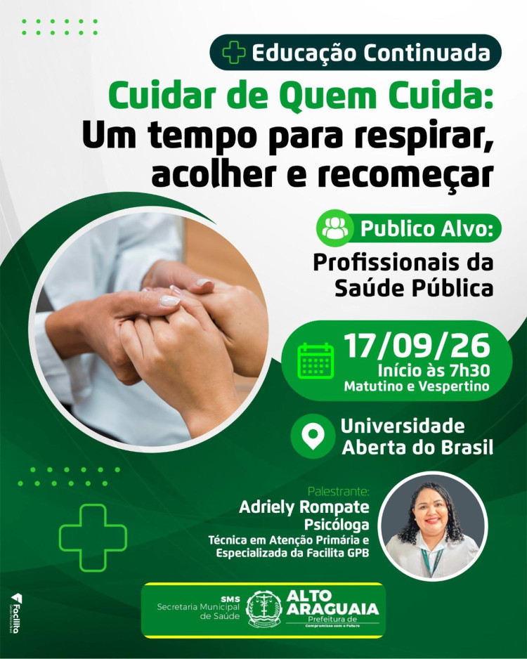 Saúde promove encontro de educação continuada voltado ao cuidado com profissionais da rede pública
