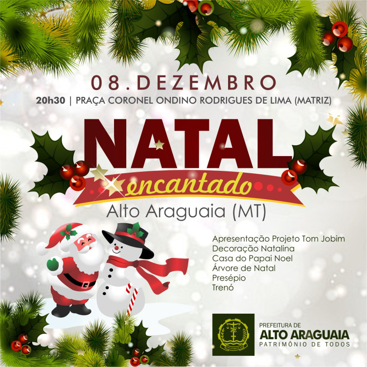 Iluminação de Natal na Praça da Matriz será inaugurada neste sábado em Alto Araguaia