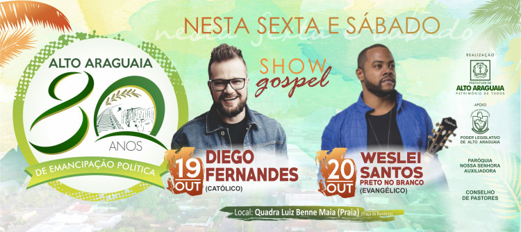 Shows católico e gospel integram comemoração dos 80 anos de Alto Araguaia